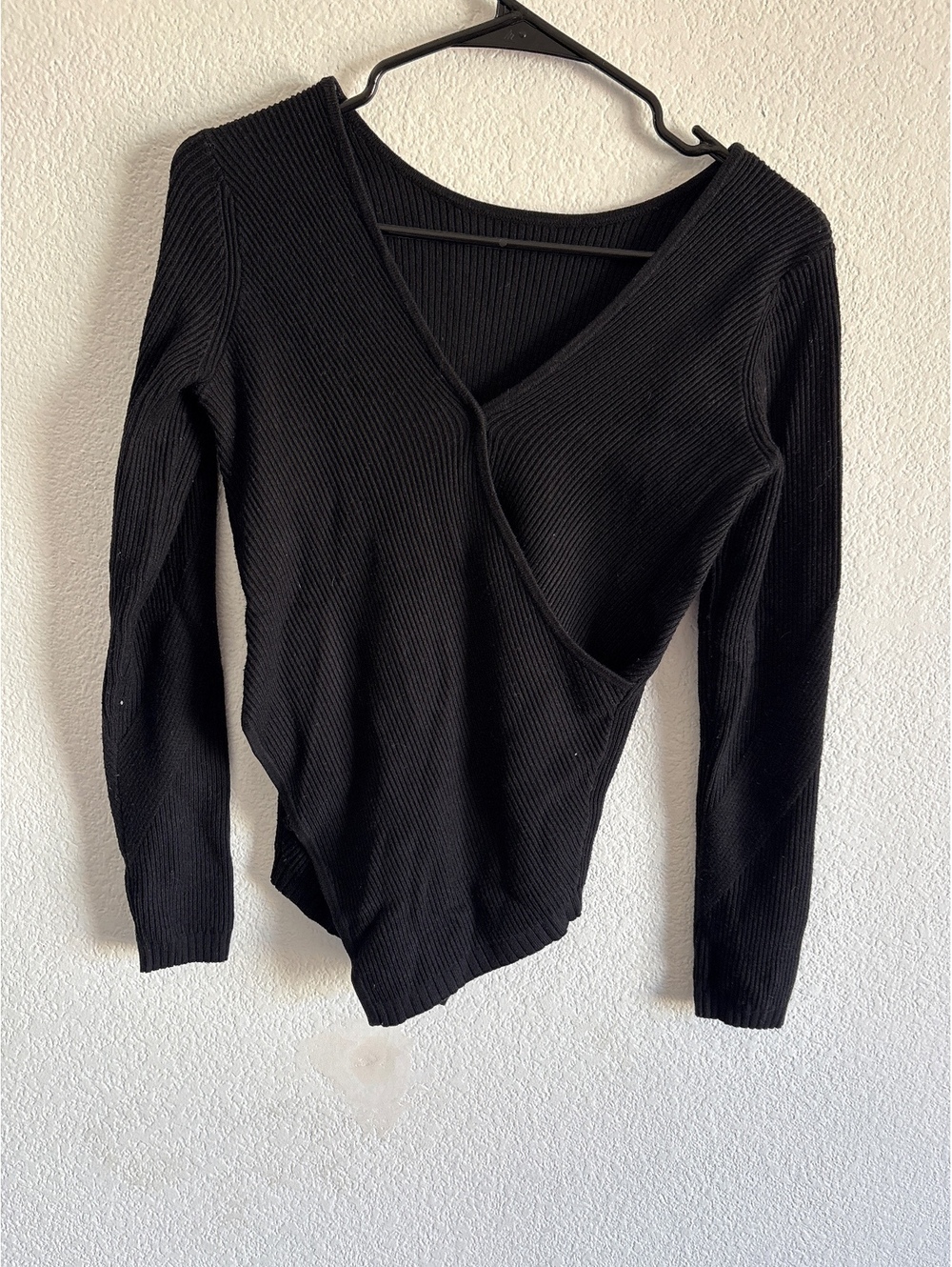Lululemon Black Ribbed Long Sleeve Wrap Top Size Small